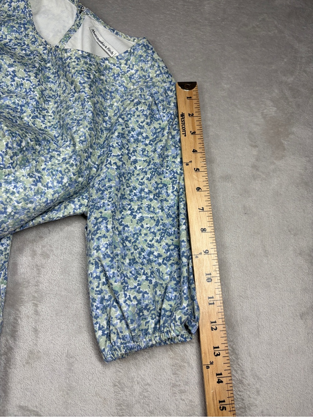 Abercrombie & Fitch Floral Short Puff Sleeve Green Blue White Mini Dress Small - Picture 11 of 16
